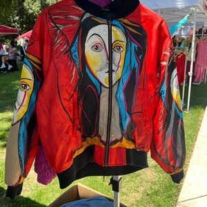 Vibrant Red Artistic Women's Jacket